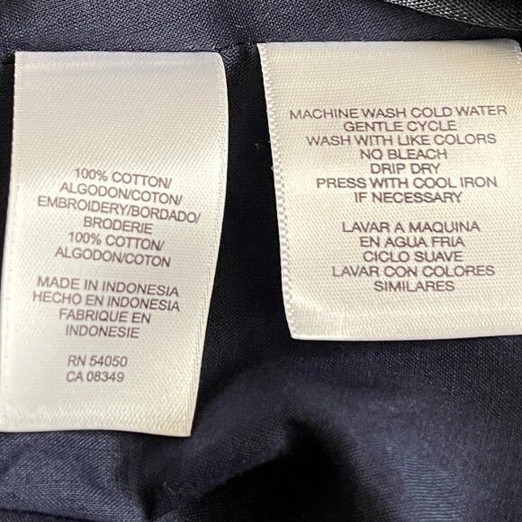 NWT Jones New York Eyelet button Up Navy ruffle twirl Cotton Shirt Dress 6P - Picture 11 of 12